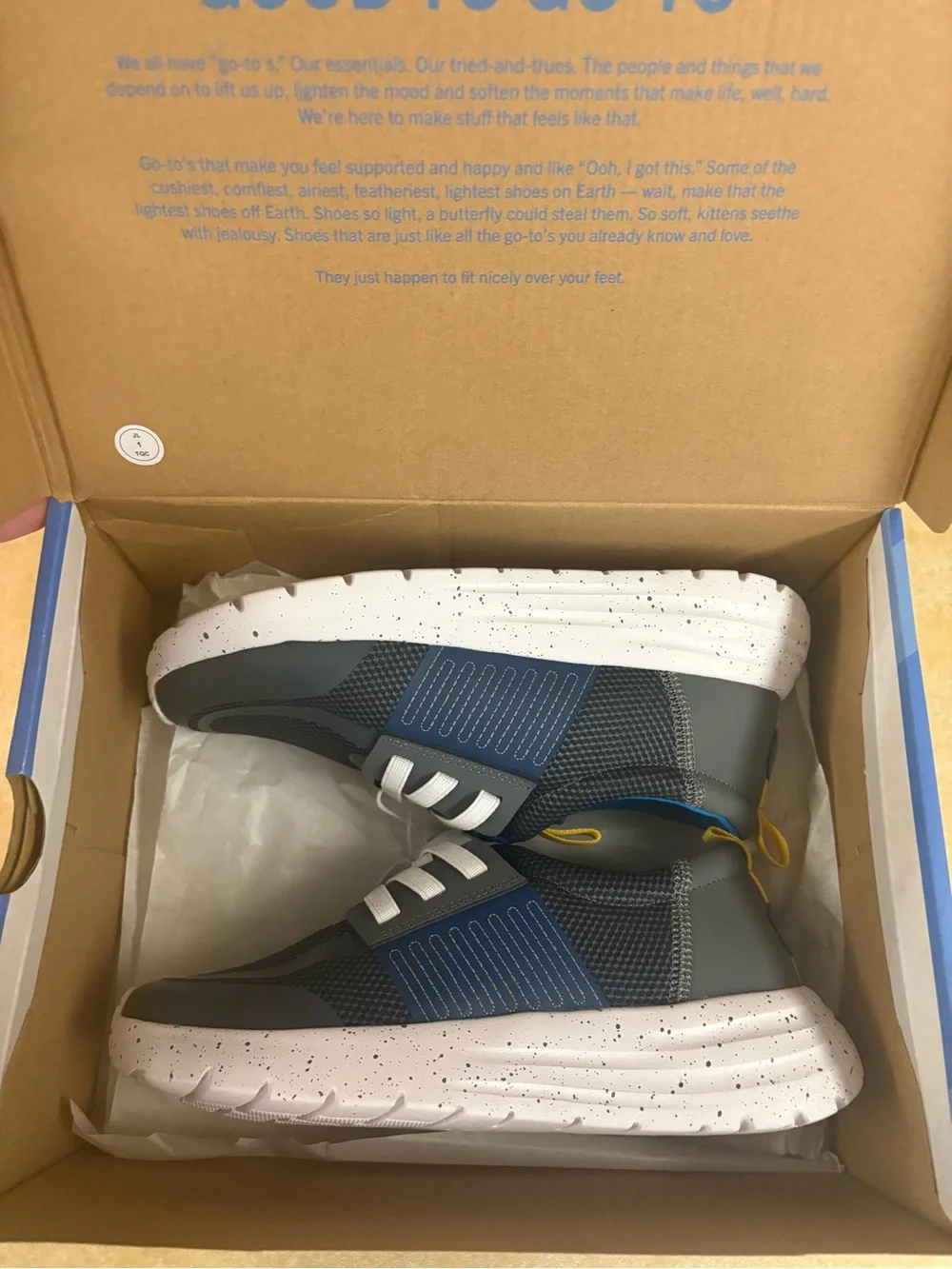Hey Dude Kids Grey and Blue Lightweight Sneakers Sirocco Play Varsity